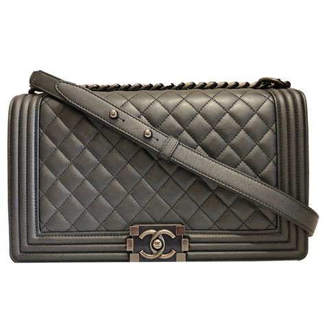 chanel boy grey gold|chanel black handbags.